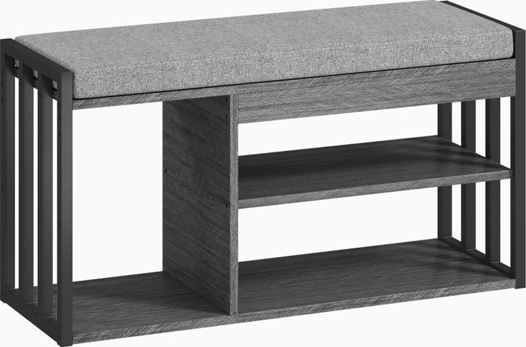 Fortuna Lai Schuhregal mit Sitzbank, Flurregal für Schuhe, Schuhschrank mit 3-stufigem Design, für Flur, Eingangsbereich, Wohnzimmer, Schlafzimme...