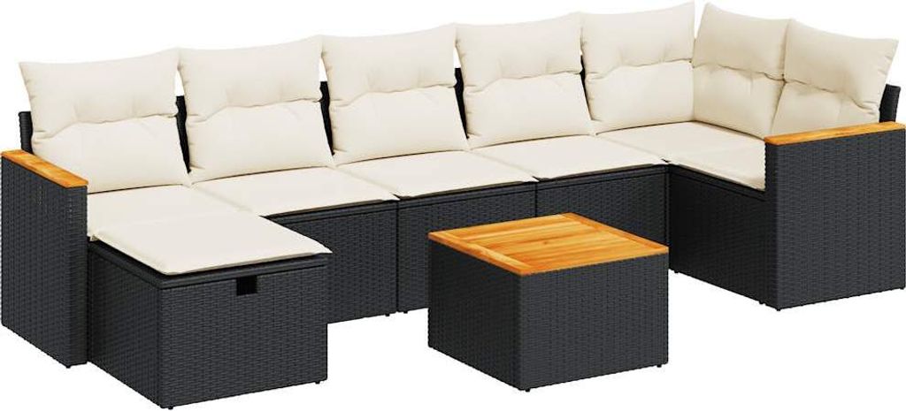 "2026 MODERNE" 8-tlg. Garten-Lounge-Set - elegantes Design - Sitzgruppe/Gartengarnitur - mit Kissen Schwarz Poly Rattan - Terassenmöbel NeuMöbel9...