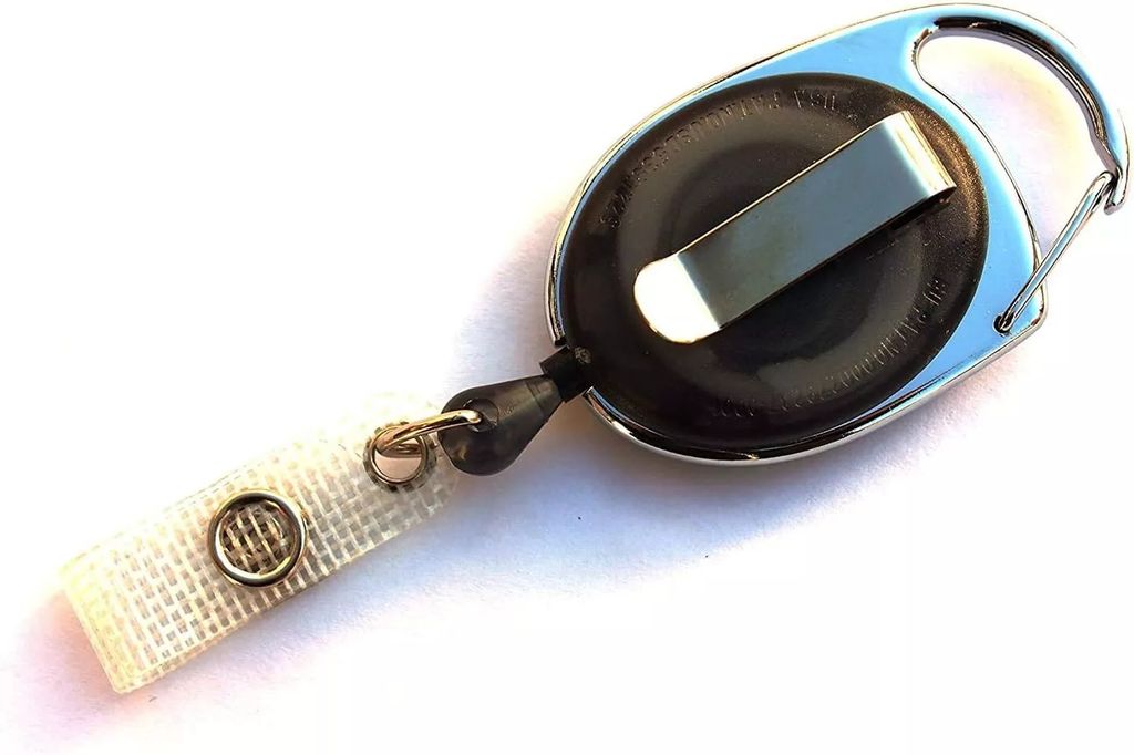 2x SCHWARZ TRANSPARENT Ausweisjojo Schlüsselanhänger Jojo Zipper oval mit Druckknopf Lasche & Gürtelclip für Ausweishüllen Karten Hüllen Sch...