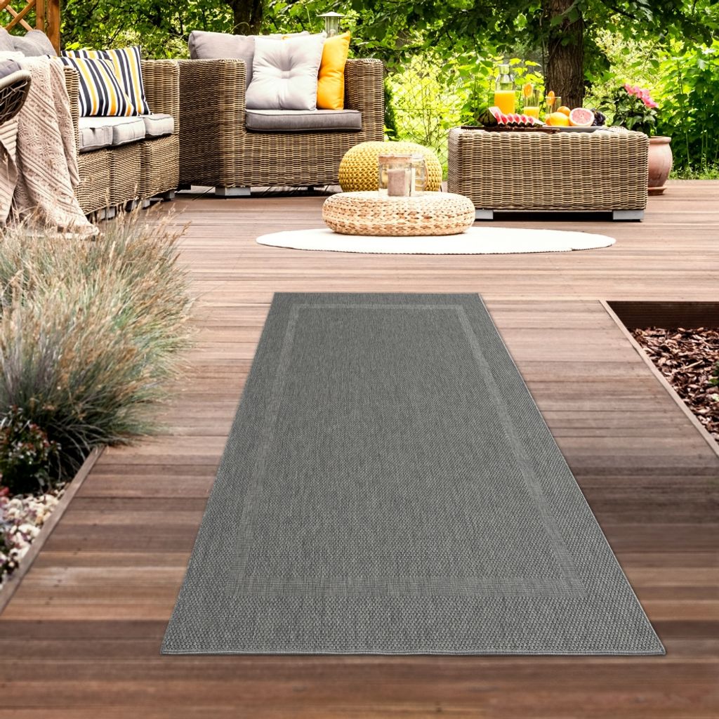 Klassischer Sisalteppich mit dezenter Bordüre in anthrazit Größe - 80x200 cm