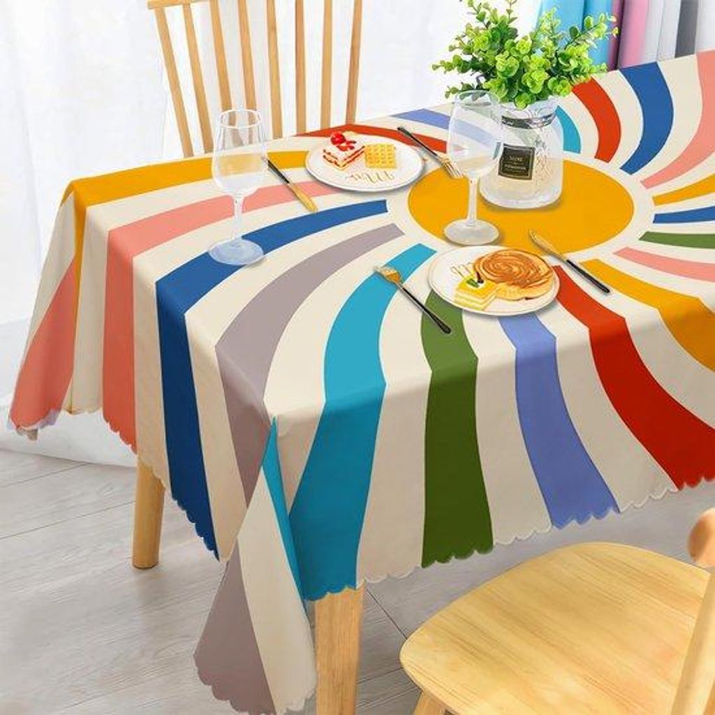 Weerbeständiges, wassbares, rechteckiges Tischtuch für den Garten, Blumen-Tischtuch aus Polyester, wasserdicht für Außen, Tischdecke für Küch...