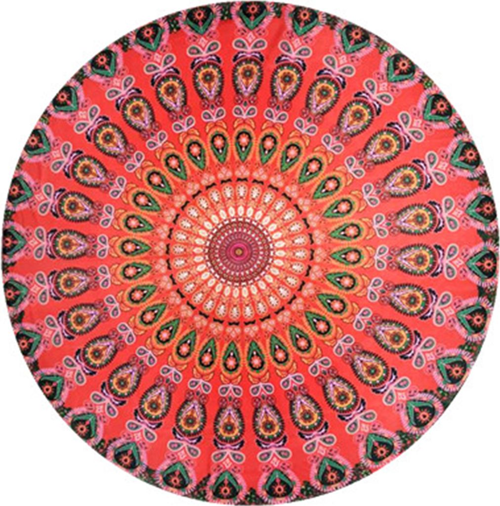 Vintage Round Chiffon Anti-Sunlight SHAWL Beach Handtuch Outdoor Yoga Picknick Matte-1#