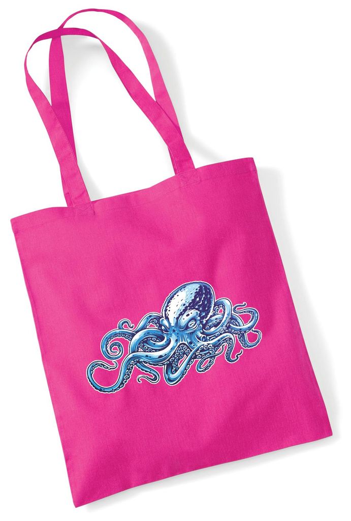 Huuraa Jutebeutel Kraken Fabelwesen 10 Liter Fuchsia Baumwolle Tasche Geschenkidee