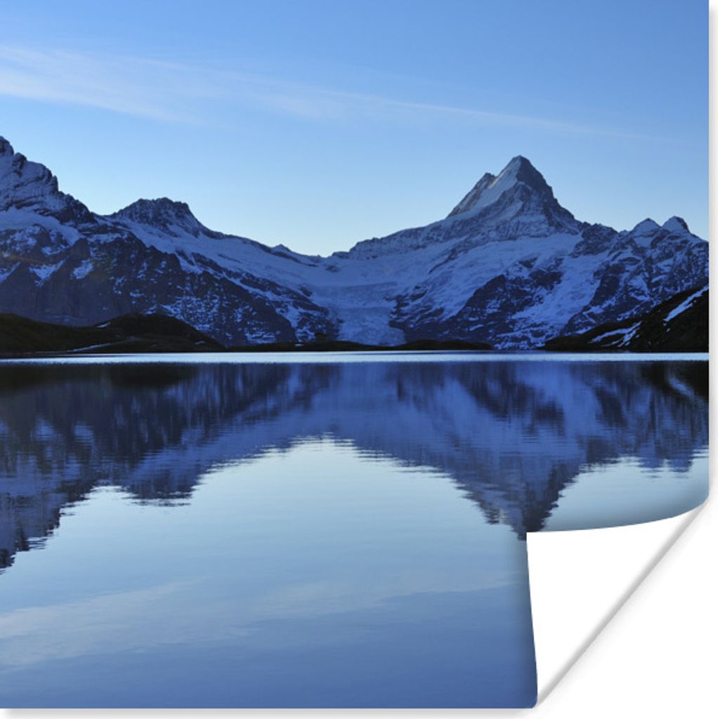 MuchoWow Poster Alpen - Berg - Wasser - Schnee 75x75 cm - Wand Dekoration