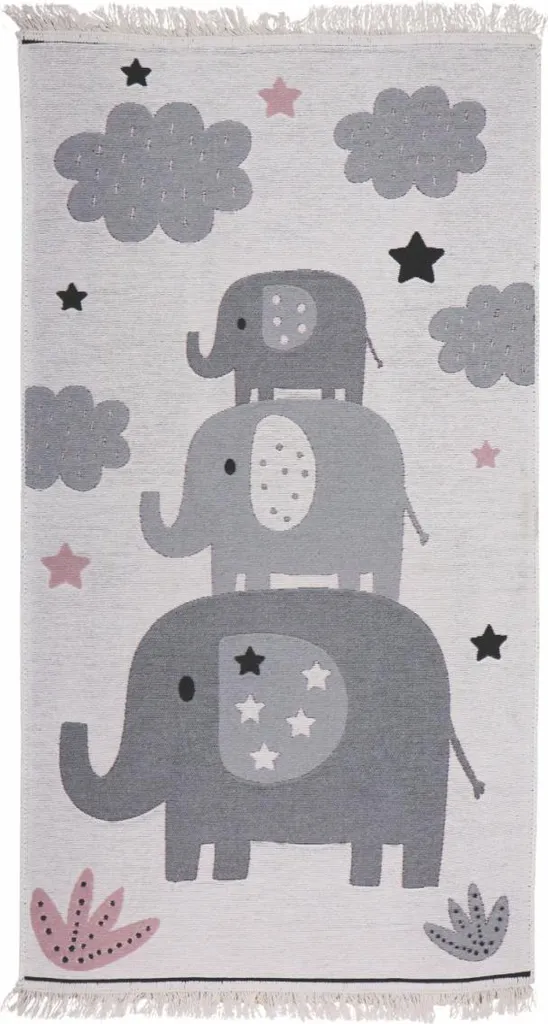 Tapis pour enfants Natur Éléphants - Tapis en coton doux 120x170
