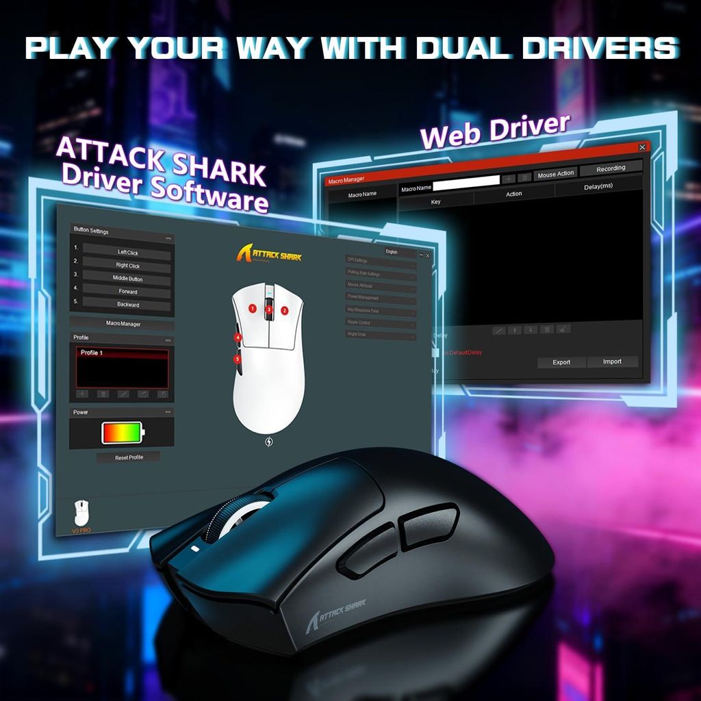 Kabellose Gaming-Maus V3PRO mit Magnet-Ladedock, PAW3311 Sensor, 25000 DPI, BT/2,4GHz/Kabel, 100M Klicks, 500mAh, 65g Ultraleicht für PC/Mac/Xbox/PS