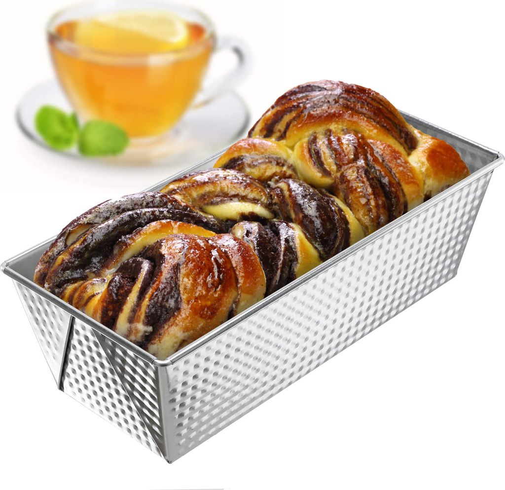 KADAX Rechteckige Brotbackform "Ellos", Kuchenform mit Antihaftschicht, Backform, Silber, 25 cm