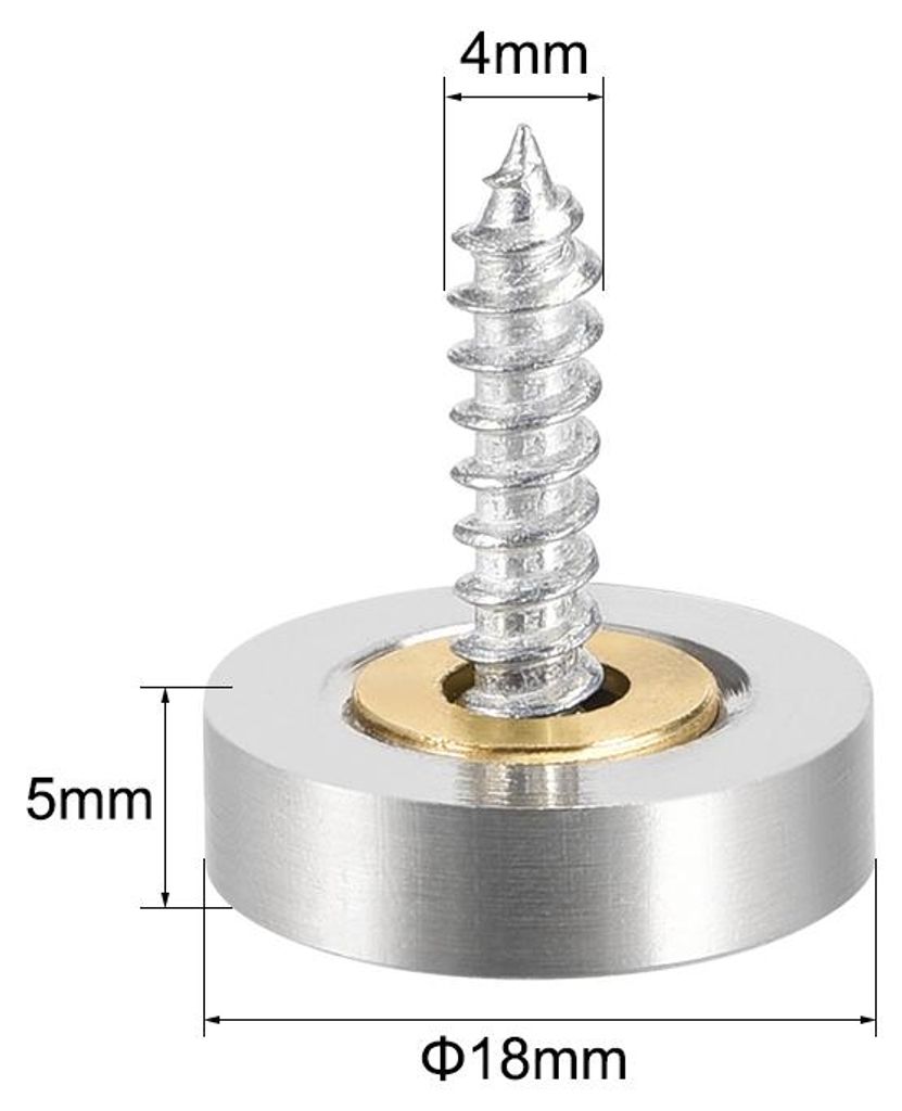4Stk.Spiegelschrauben Dekorative Kappenabdeckung N?gel 18mm Polierter Edelstahl