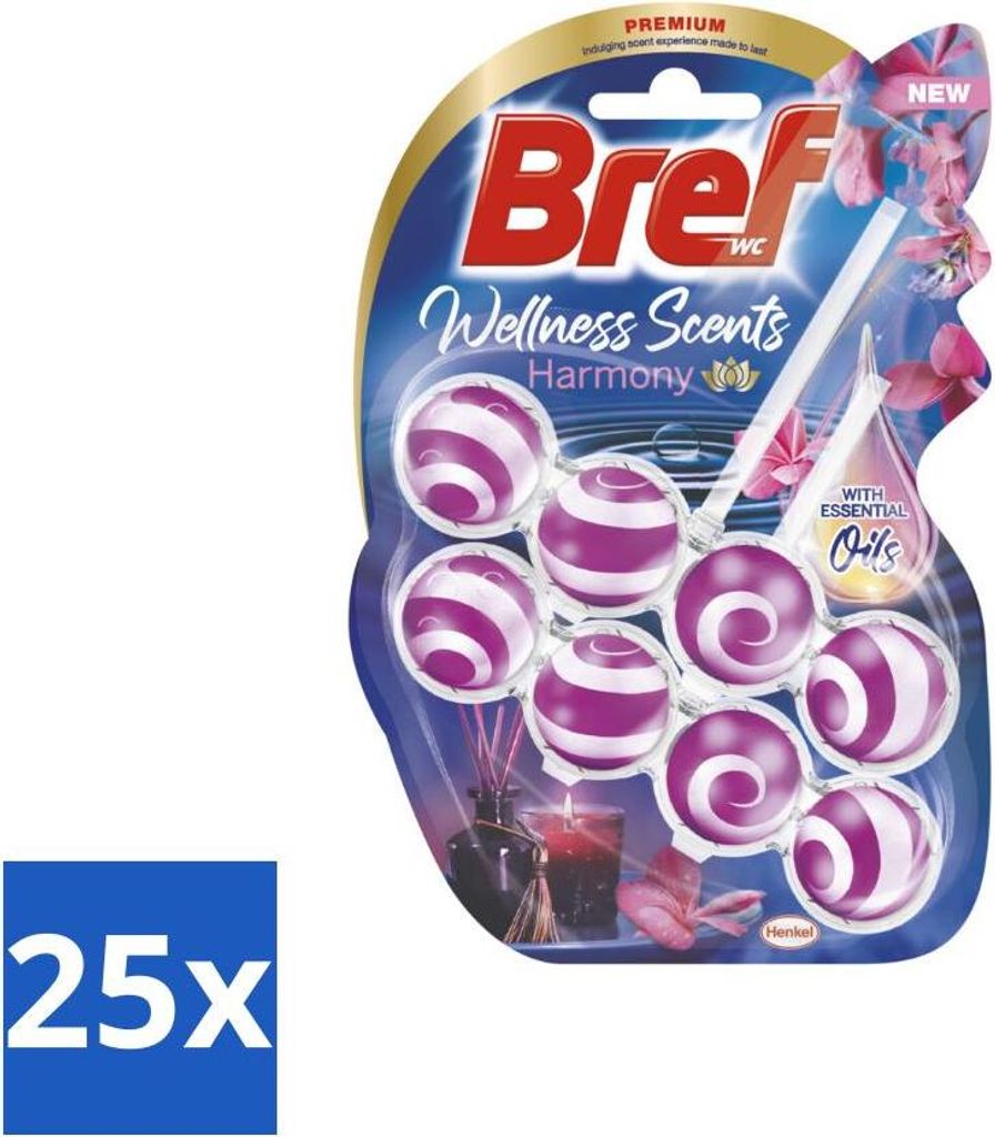 Bref Wellness Scents Harmony - Toilettenstein - Pflegender Duft - 2 Toilettensteine - Vorteilspack - 25 Stücke