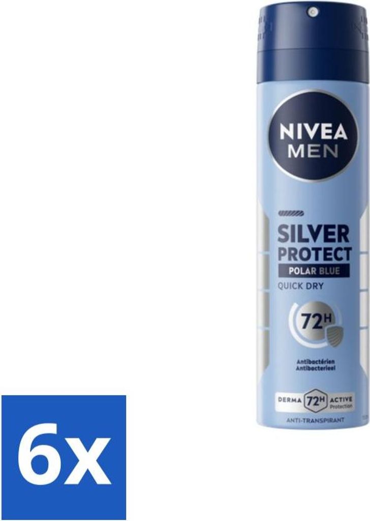 Nivea - Men - Deodorant - Spray - Silver Protect Polar Blue - 150 ml - Vorteilspack - 6 Stücke