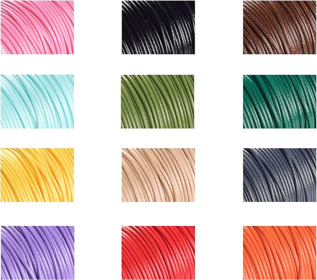 12 Rollen Nylon Schnur, Gewachste Baumwollschnur, Polyester Baumwollschnur, Farbige Nylon Schnur, zum Basteln von Armbändern, Ketten, Schnüren, D...