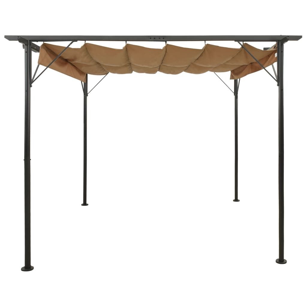 “2026 Moderne“Pergola mit Ausziehbarem Dach Taupe 3x3 m Stahl 180 g/m² - Rosenbögen - Designermöbel 7428638