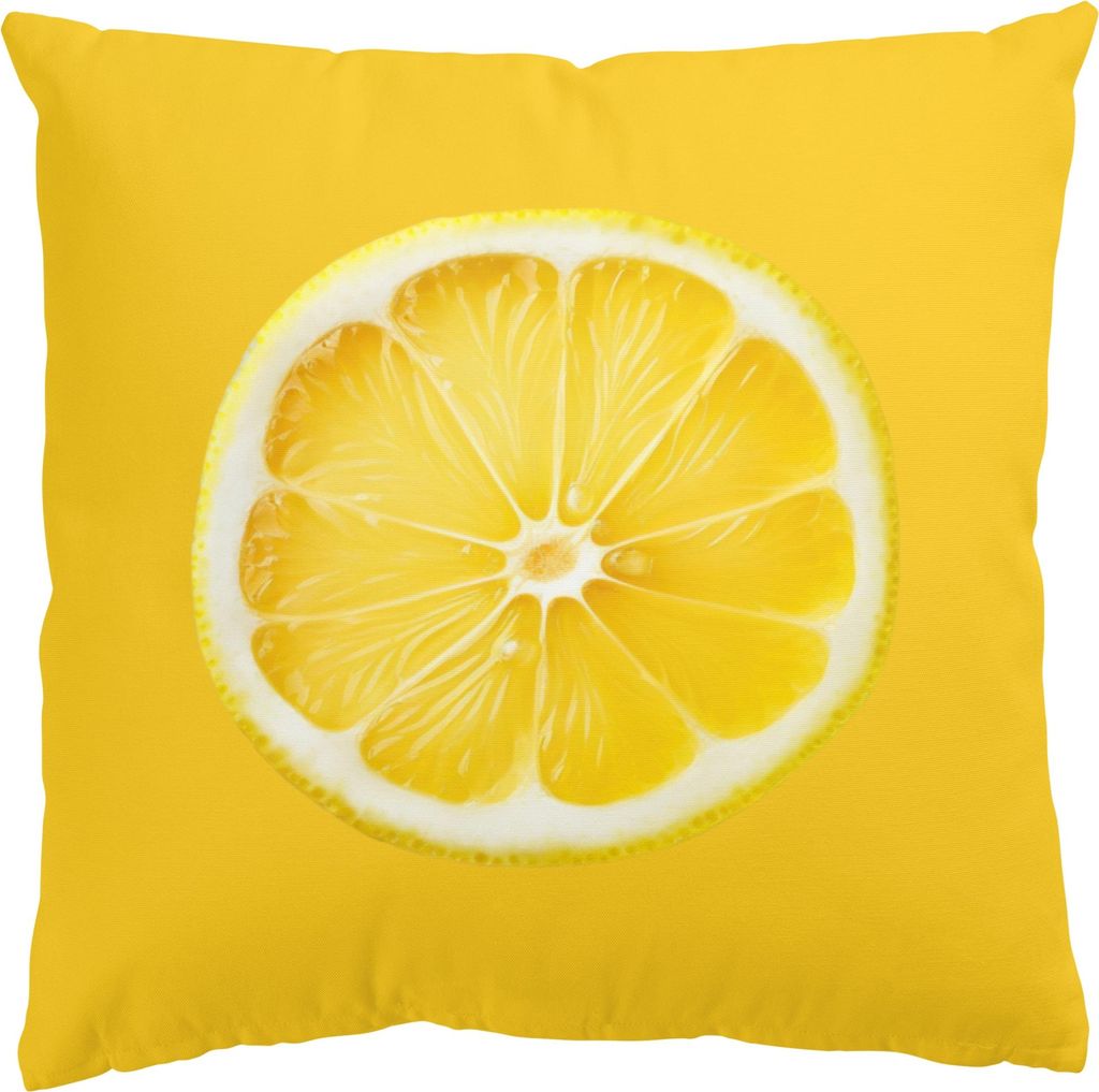 Dekokissen Kulinarisch drinnen / Indoor Zierkissen Canvas waschbar Obst gelb Motiv Sofakissen ohne Füllung