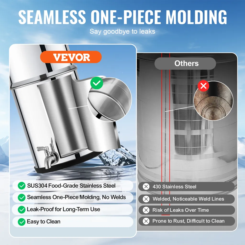 Analisi VEVOR Sistema Filtrazione Gravità Inox 4,4 + 5,5 L - 3