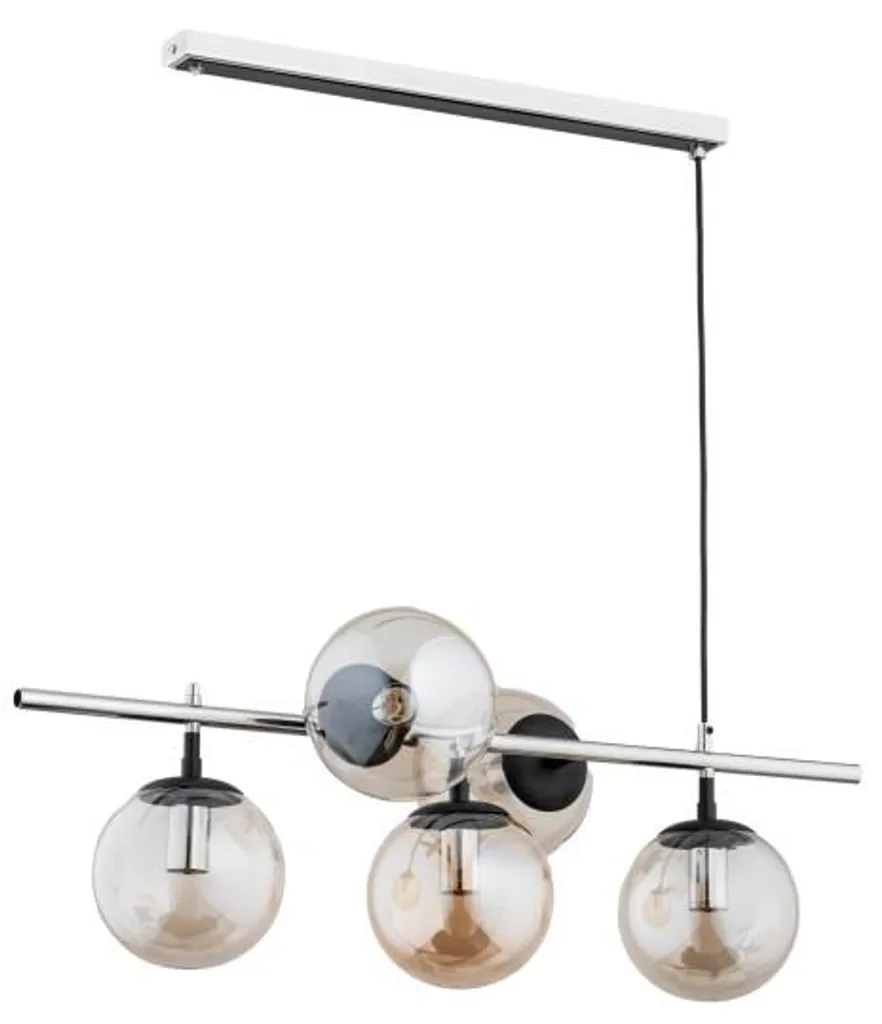 Plafonnier lustre en verre fumé 5 lumières - Suspension design 75cm