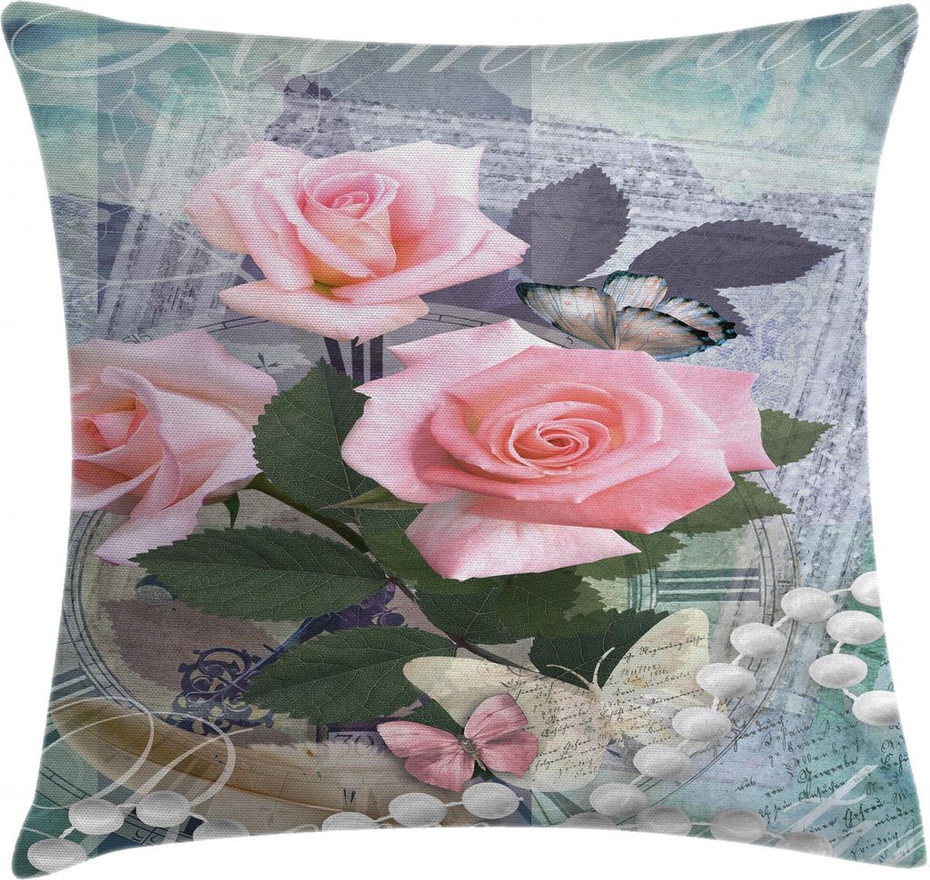 ABAKUHAUS Blumen Kissenbezug, Weinlese-Rosen-Romanze, Waschbar mit Reißverschluss Kissenhülle mit Farbfesten Klaren Farben Beidseitiger Druck, 40...