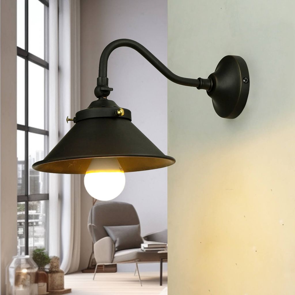 Wandlampe innen verstellbar aus Messing H: 18 cm E27 Wandleuchte Küche Wohnzimmer Arbeitszimmer