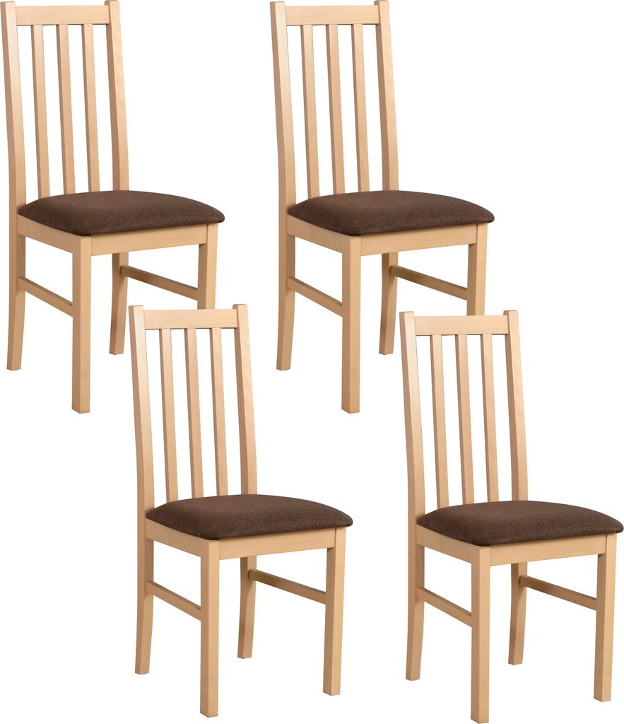 4er Set Moderne Holzstühle mit gepolstertem Sitz - Ideal Produktbild 