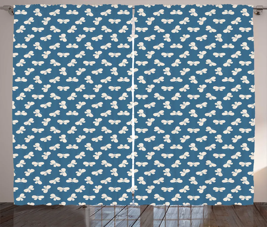 Tende Universali ABAKUHAUS Blu Avorio Farfalle 280x175 cm Offerta