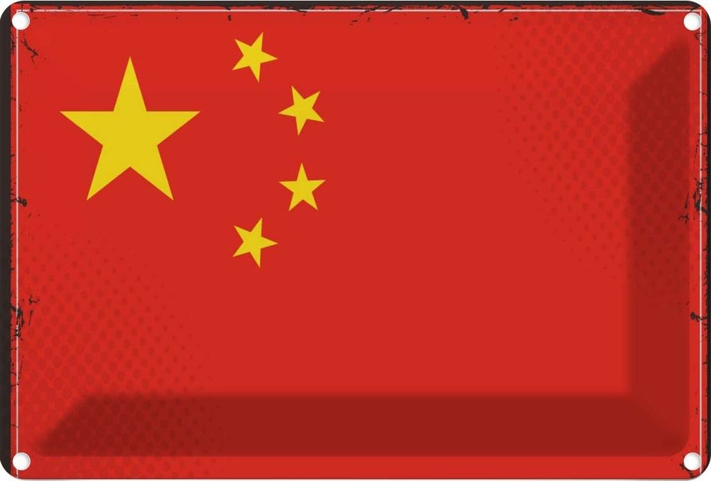 vianmo Blechschild 12x18 cm China Flagge Fahne Wappen