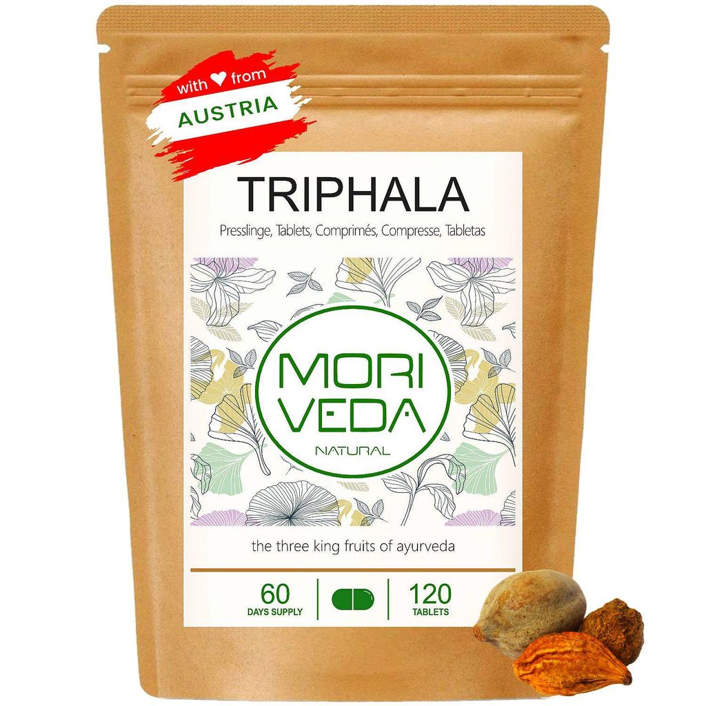 Triphala Tabletten 1000mg I Verdauung, Immunsystem I Amla, Hiritaki & Bibhitaki I 120 Stk. von Moriveda