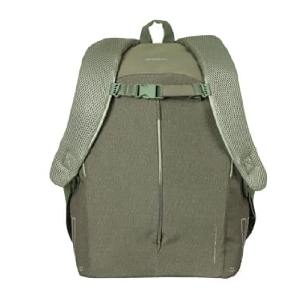 Sac à dos vélo Basil B-Safe 13L vert olive déperlant avec sonnette