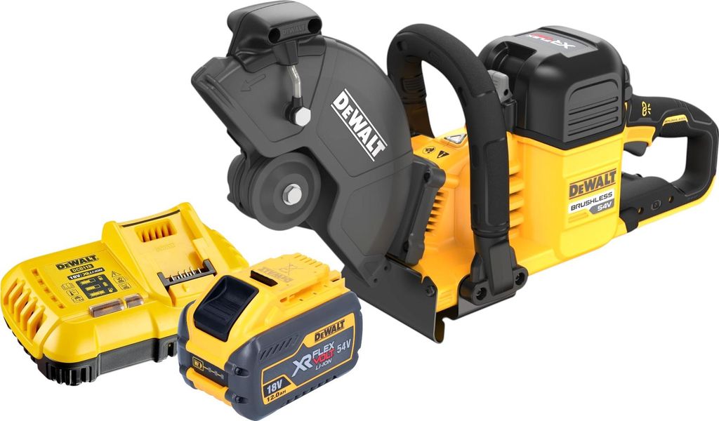 DeWalt DCS 691 Y1 Akku Trennschleifer 54 V FlexVolt 230 mm Brushless + 1x Akku 12,0 Ah + Ladegerät