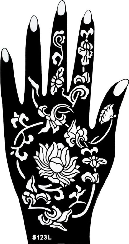 Henna Tattoo Schablone für die Linke Hand Produktbild 
