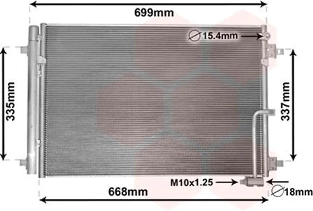 Condenseur aluminium Van Wezel 03005368 avec déshydrateur intégré Audi A8