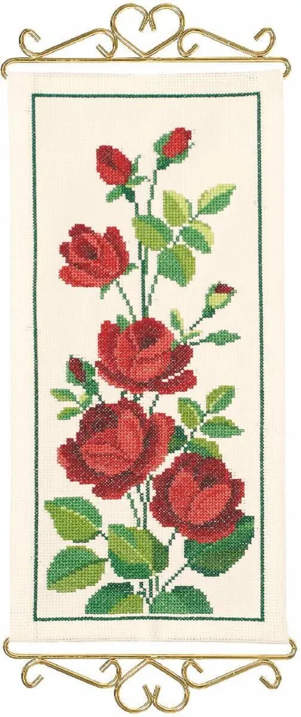 Loisir créatif broderie Roses Permin 20x40cm pour décoration DIY