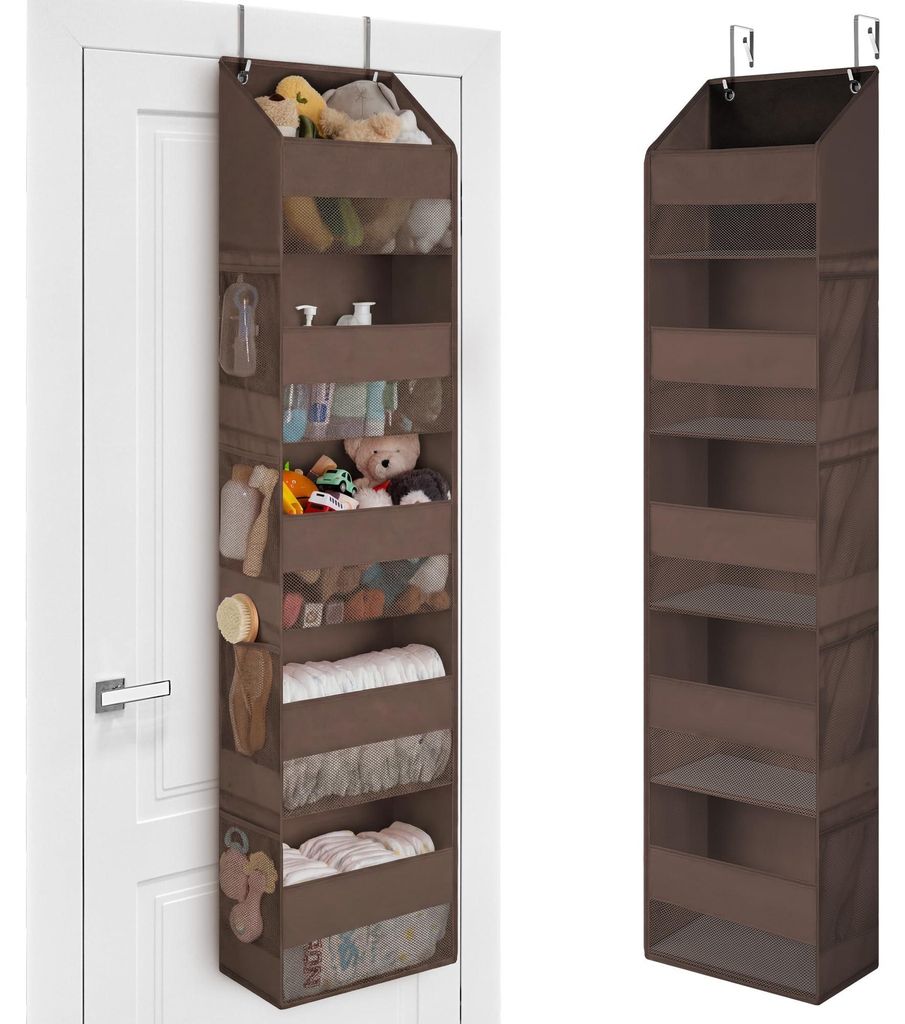 Tür-Organizer mit 5 Fächern, 1 Stück, braun, Türhänger, Aufbewahrungsbox fürs Schlafzimmer, Türhänger zum Aufhängen