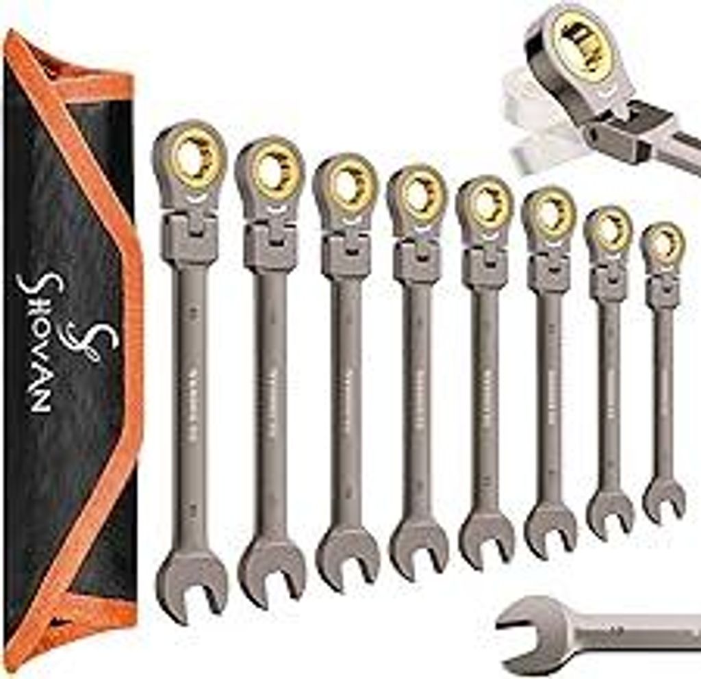 8TLG Ratschenschlüssel Set, Maulschlüssel Set (8-19 mm, Metrisch) 72 Zähne Schraubenschlüssel Set, Gabelschlüsselsatz Ringschlüssel Set für ...