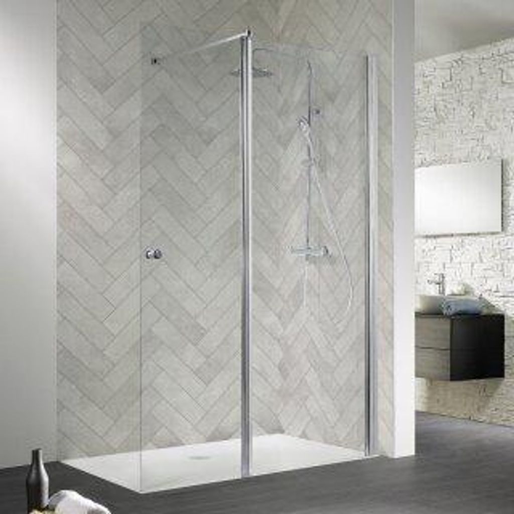 HSK 1221600-41-1000 Walk In Easy 2 Frontelement mit Beweglichem Seitenteil 1600x2000mm Chromoptik Mattierung Mittig mit Edelglas-Beschichtung
