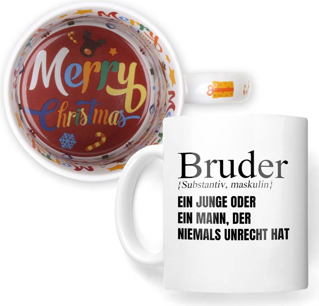 22Feels Weihnachtsgeschenk Bruder Geschenk Geschwister Tasse Jungs Männer Haferl Teenager Bruderherz Weihnachten