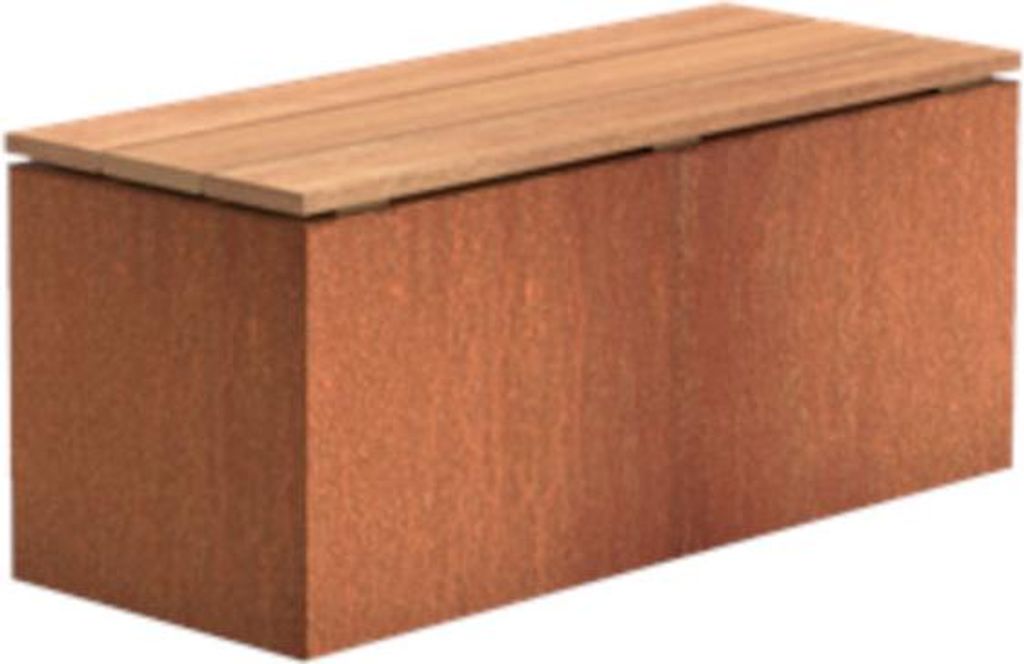 Adezz Sitzbank Sockel mit Sitz Corten-Stahl Hartholz Bank Gartenbank Sitzfläche