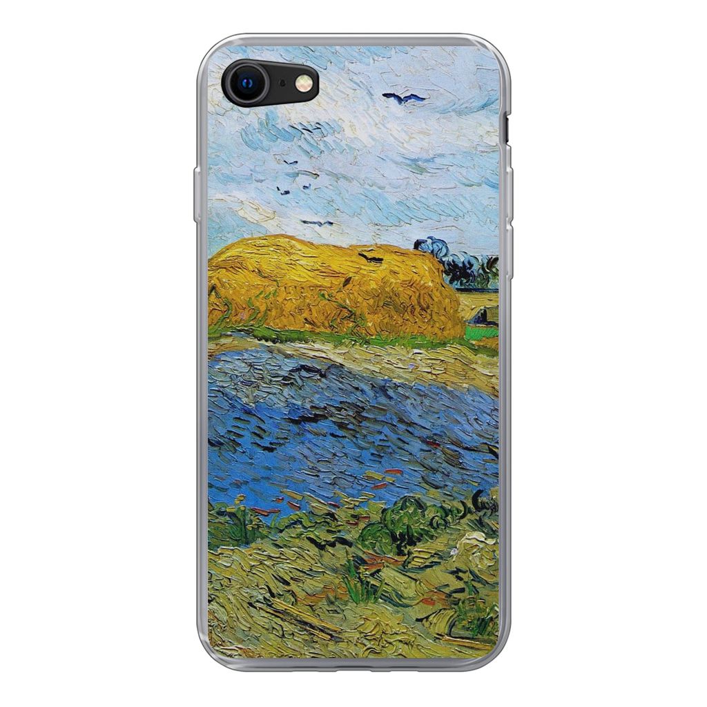 MuchoWow Handyhülle Schutzhülle Hülle für iPhone 7 Heuballen unter einem regnerischen Himmel - Vincent van Gogh Silikon Softcase Handy Hülle...