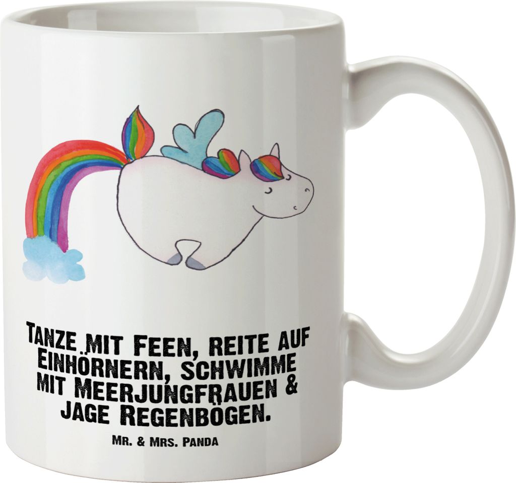Mr. & Mrs. Panda Keramiktasse Einhorn Fliegendes Pferd - Weiß - Geschenk, Deko, Riesenkaffeetasse, Riesentasse, Unicorn, Jumbo Tasse, Spielen, Kaf...