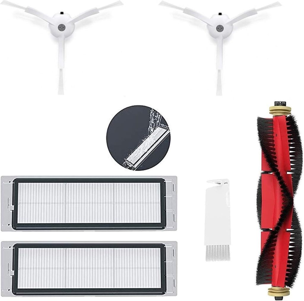 Ersatzteile für Xiaomi MI Robot – Abwaschbare Hauptbürste, Seitenfilter, Kompatibel mit S50, S51, S55, S5Max, S6