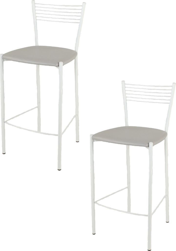 t m c s Tommychairs - 2er Set moderne Barhocker ELEGANCE für Küche und Esszimmer, robustes Gestell aus lackiertem Stahl, Farbe Weiß, gepolsterte...