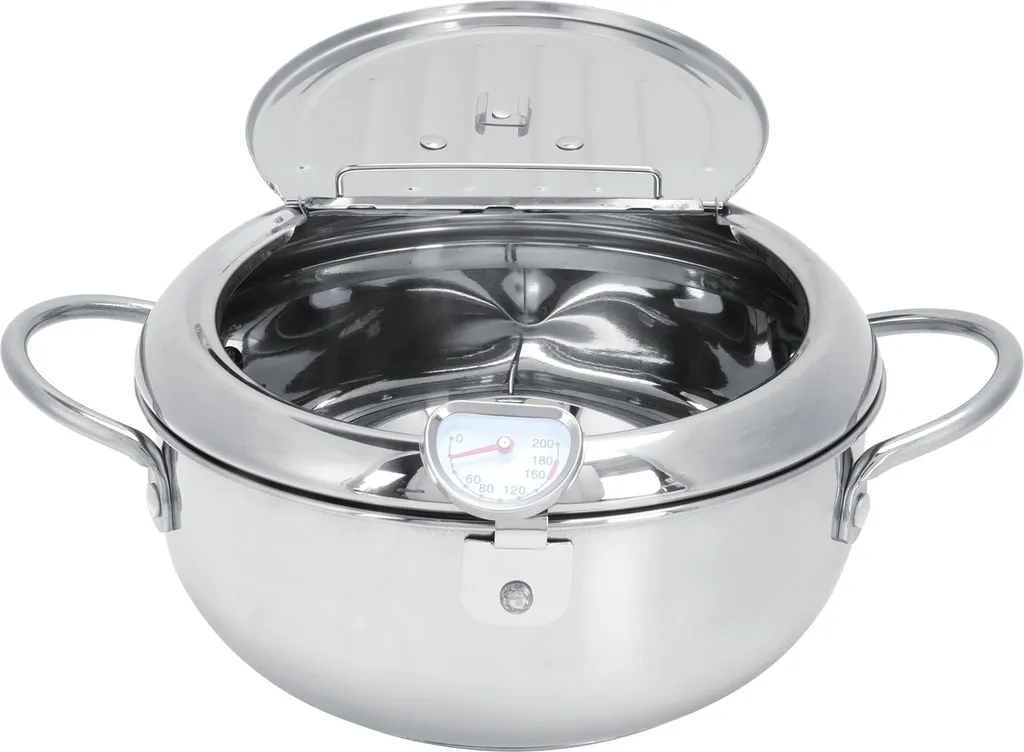 Casserole à frire 2,2L inox avec thermomètre intégré et égouttoir amovible