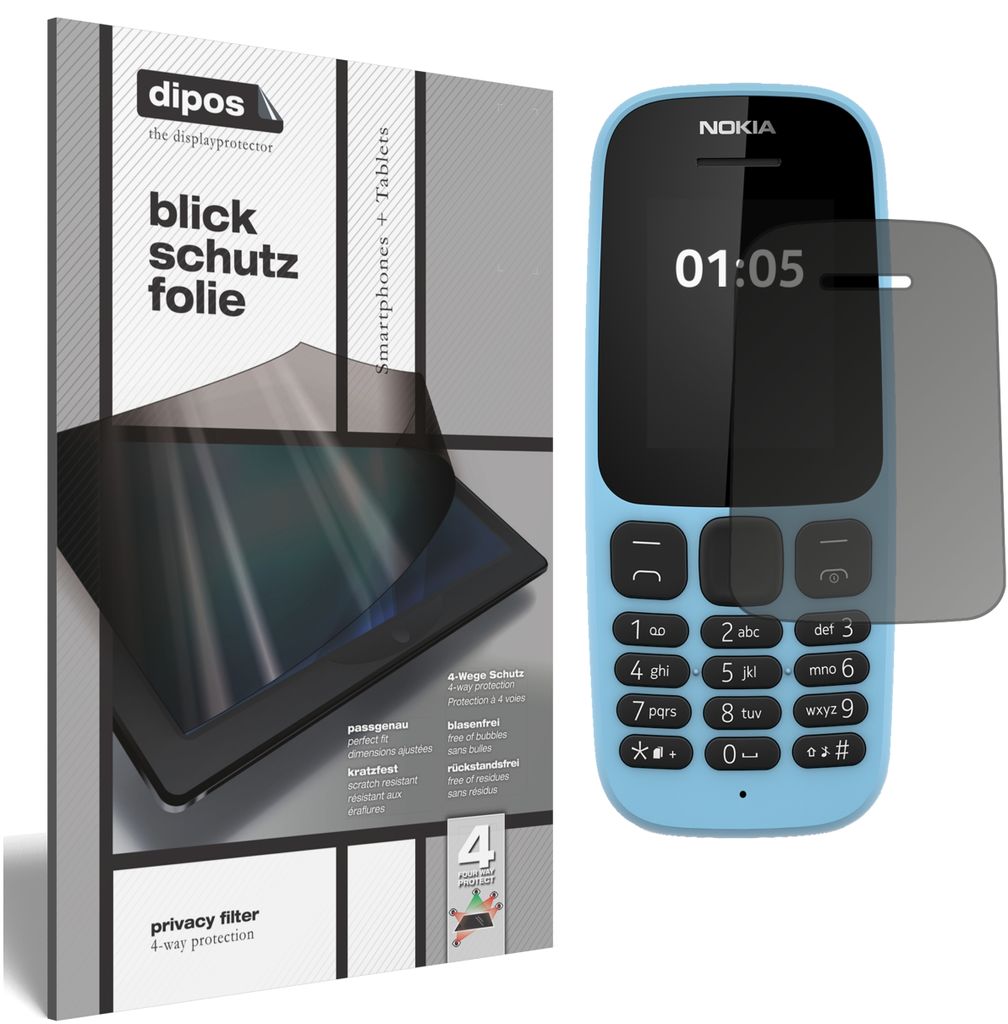 Blickschutzfolie für Nokia 105 (2019) matt Schutzfolie Folie Display Schutz dipos