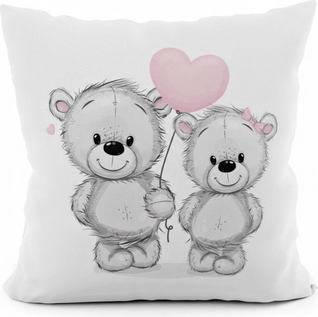 Kissenbezug 40x40 Dekorativer Samt Teddybär Herz