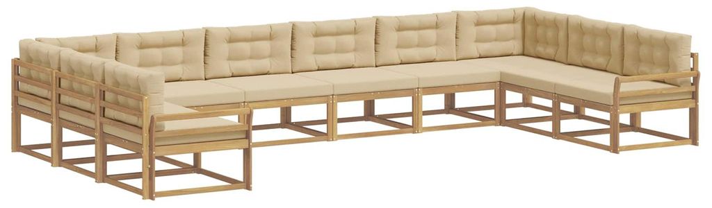 vidaXL Outdoor-Sofagarnitur mit Kissen 10 pcs Weiß und Beige