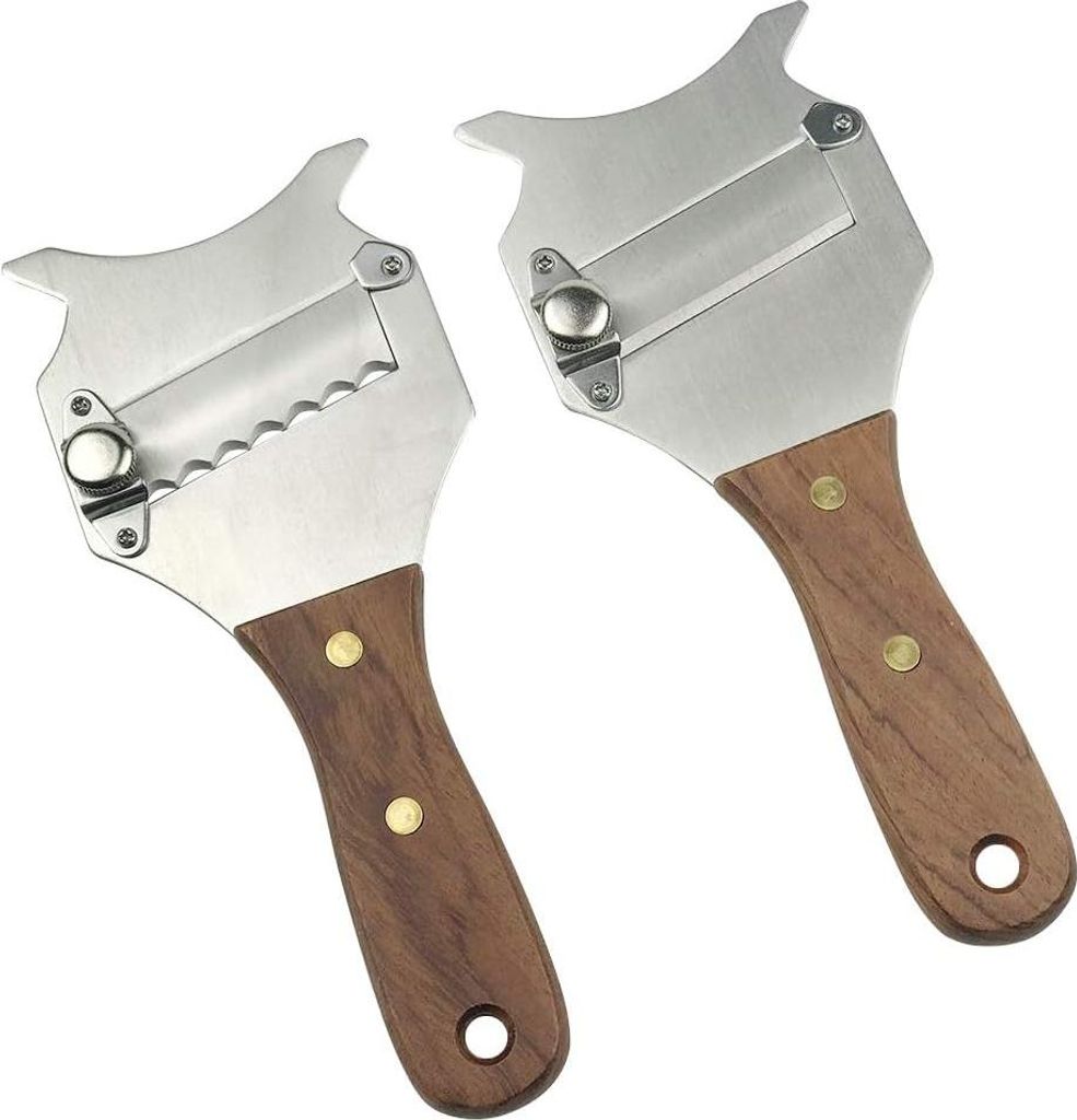 Trüffelschneider, 2-teilig, Käseschneider, verstellbare gewellte und gerade Klingen, Schokoladenschneider mit Holzgriff, Käseschneidegerät für...