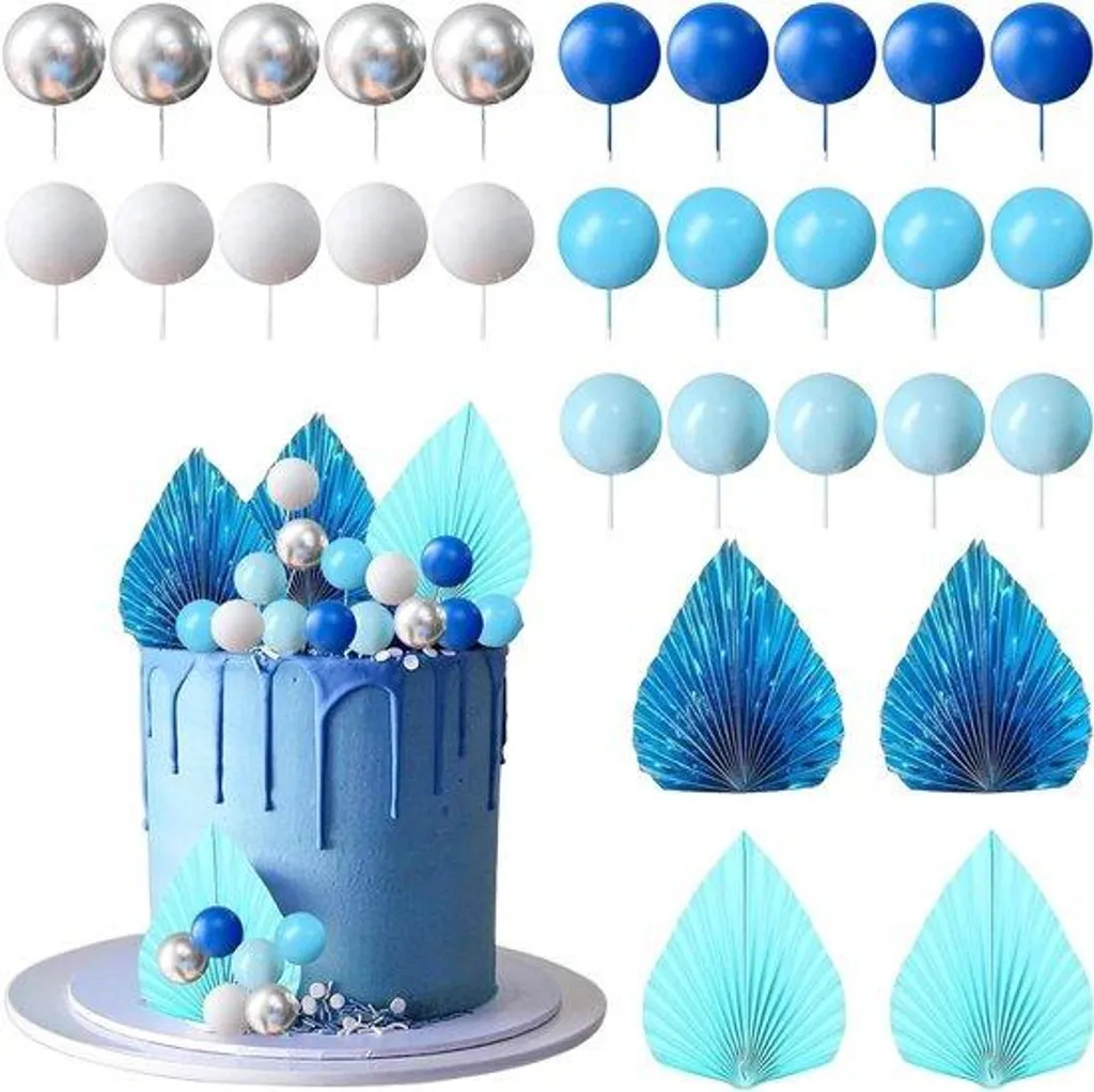 Gâteau Bleu Décoré Palmiers : Un Dessert Prêt à Servir sans Stress