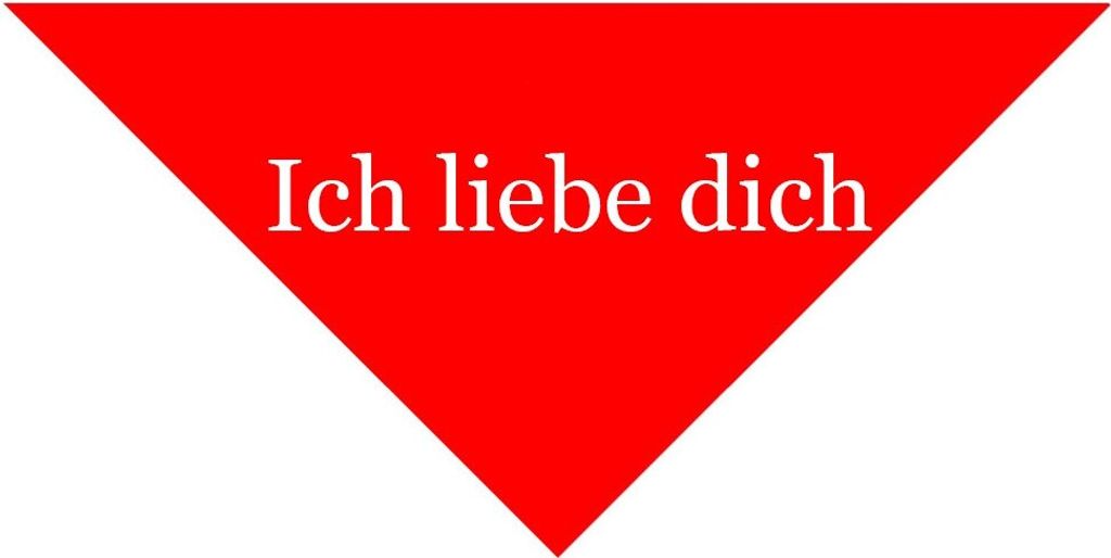 Dreiecks Tuch ' Ich liebe dich' Deko Schal rot 110 x 80 x 80 cm waschbar