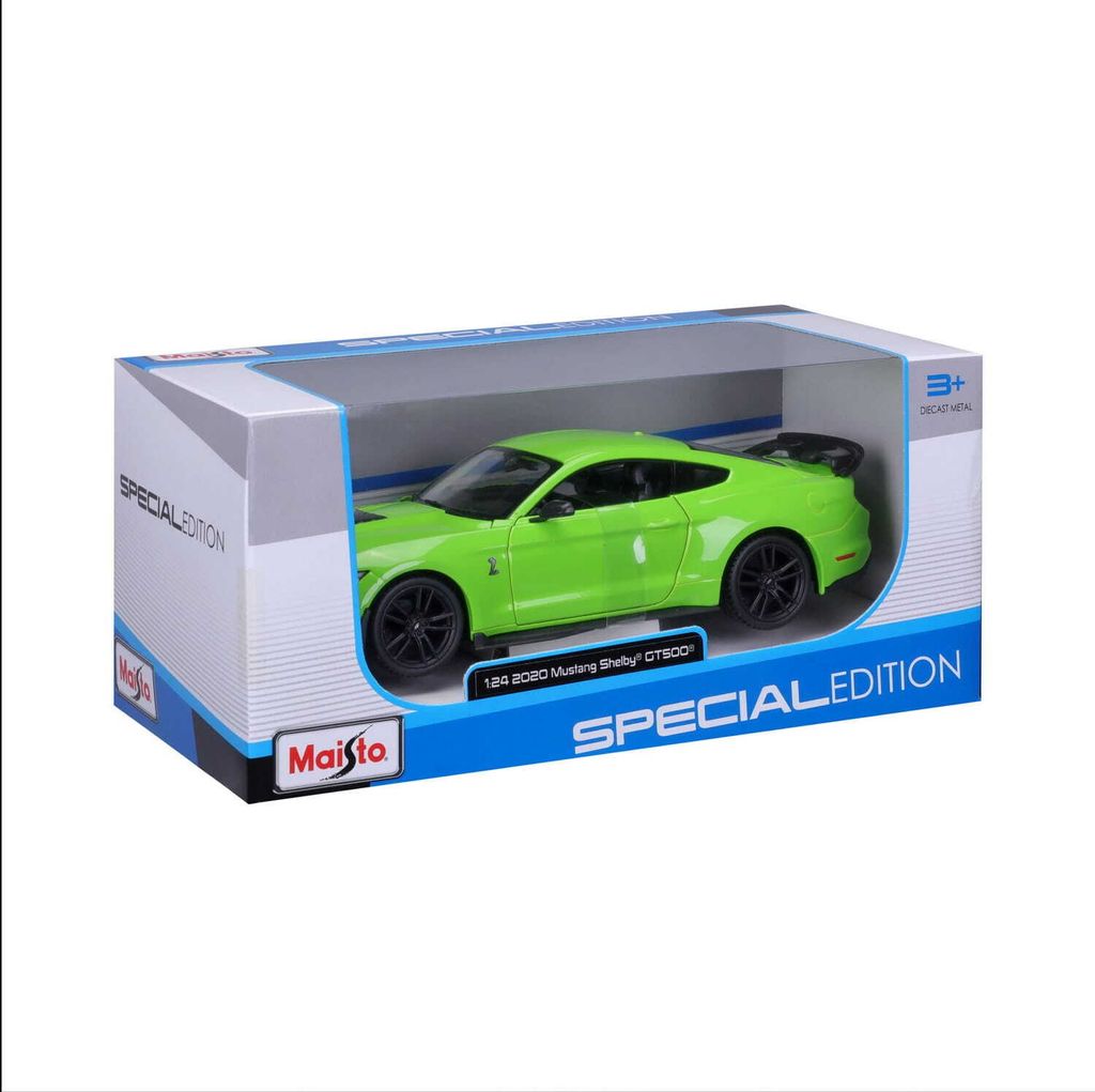 A toy car in its packaging.