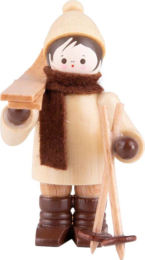 Thiel-Figur Skiträger waagerecht - natur (5,5cm) von Romy Thiel