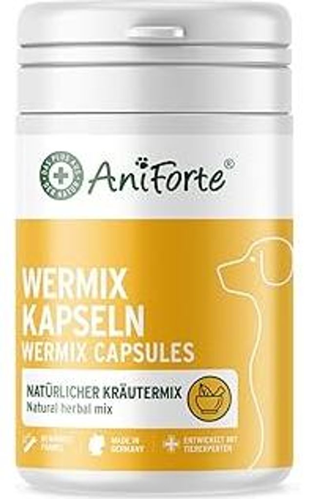 WermiX für Hunde Kapseln 50 Stück - Natürliche Inhaltsstoffe, seit 10 Jahren bewährte Alternative, Unterstützung durch Saponine, Bitterstoffe,...