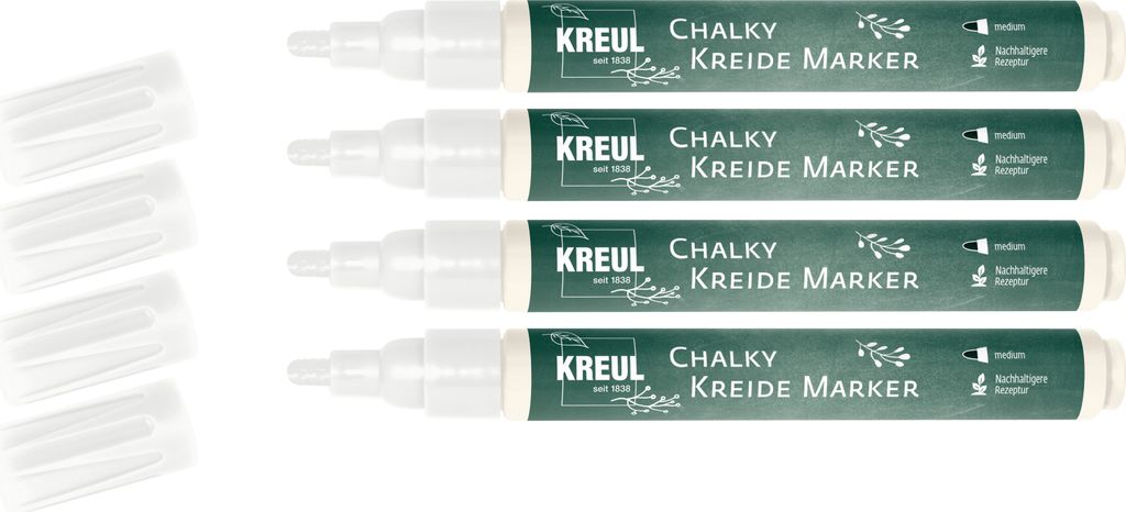 KREUL Chalky Kreidemarker Weiß, 4 Stück